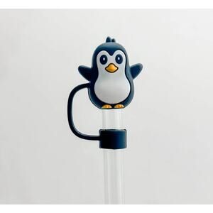 Black and White Penguin Straw Cover